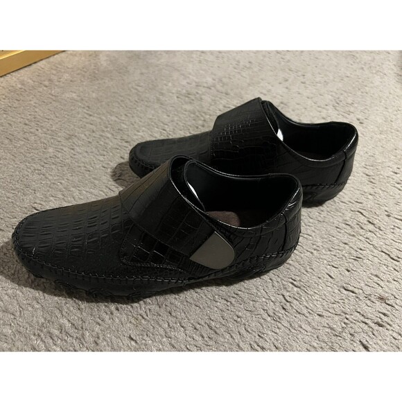 US9 CMR height increase lift shoes Men Black Luxury crocodile slip on loafer 6cm main image 4